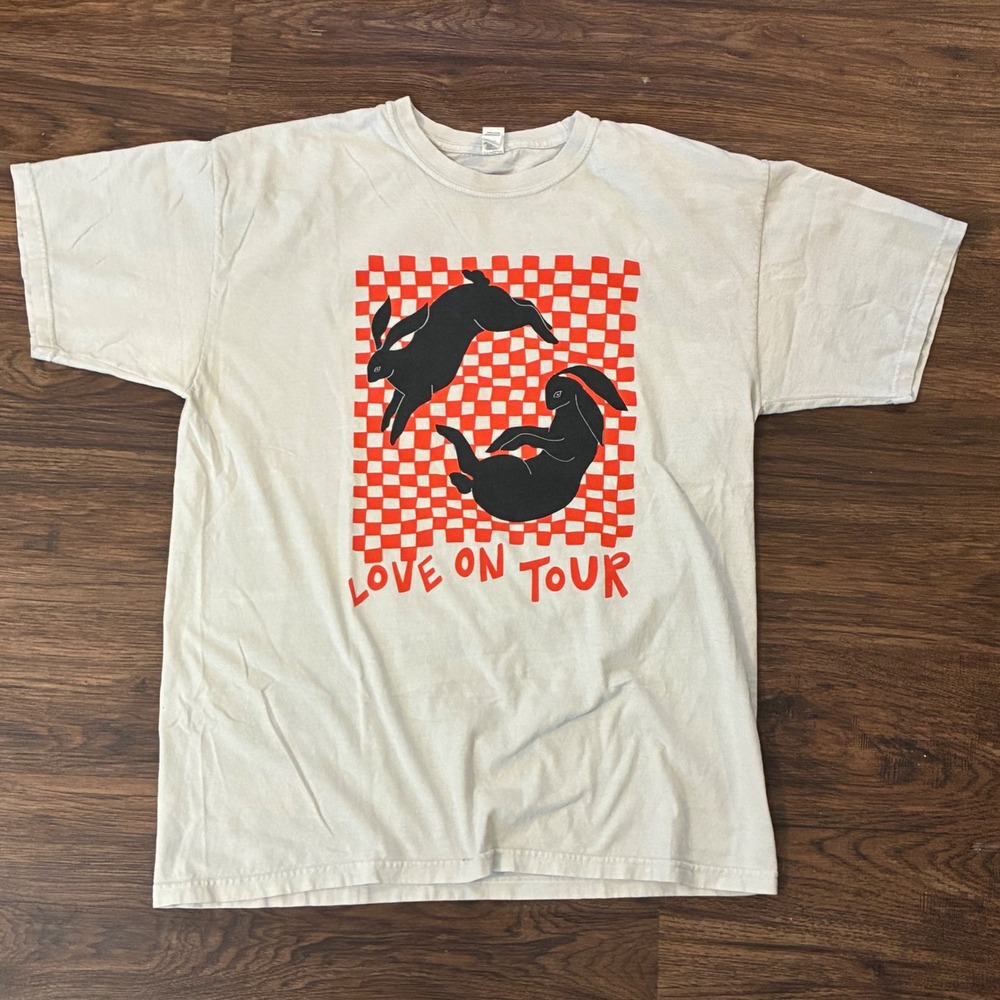Harry Styles Solo Love On Tour Rabbits Logo Concert Shirt Adult L White